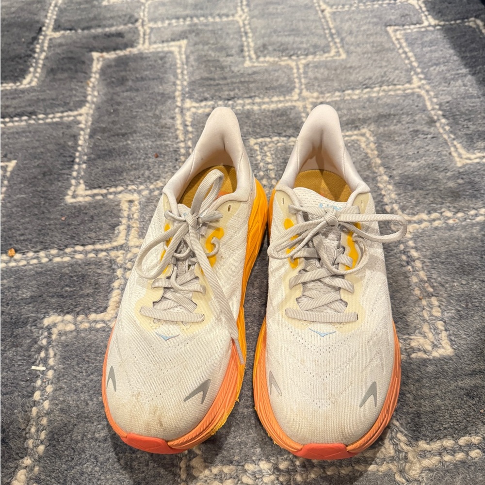 Hoka Athletic Shoes in Cream and Orange